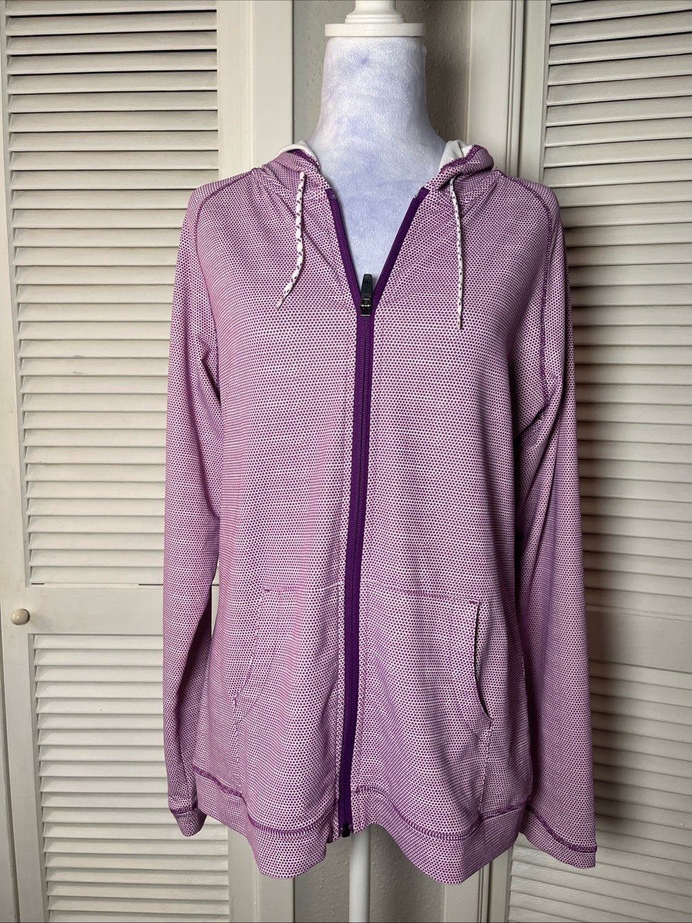 Peter Millar Purple Hooded Zip Jacket spf 50 lightweight sz L